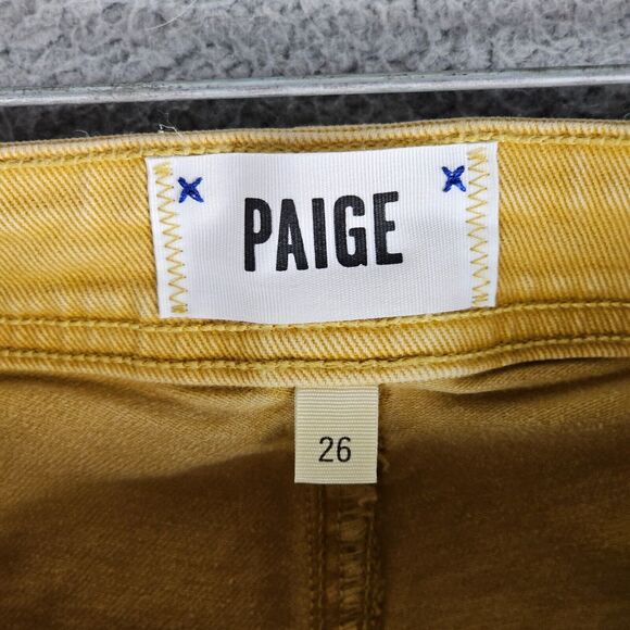 PAIGE Jeans Women’s 26 Yellow Colette Crop Flare Classic Ankle Pant - Picture 7 of 11